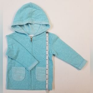 Rabbit Skins Zip-up Hoodie Heathered Aqua Blue and White 12 months